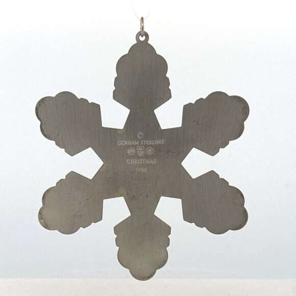 Vintage 1998 Gorham Sterling Silver Snowflake Christmas Ornament 925, 17.4g - Picture 3 of 8